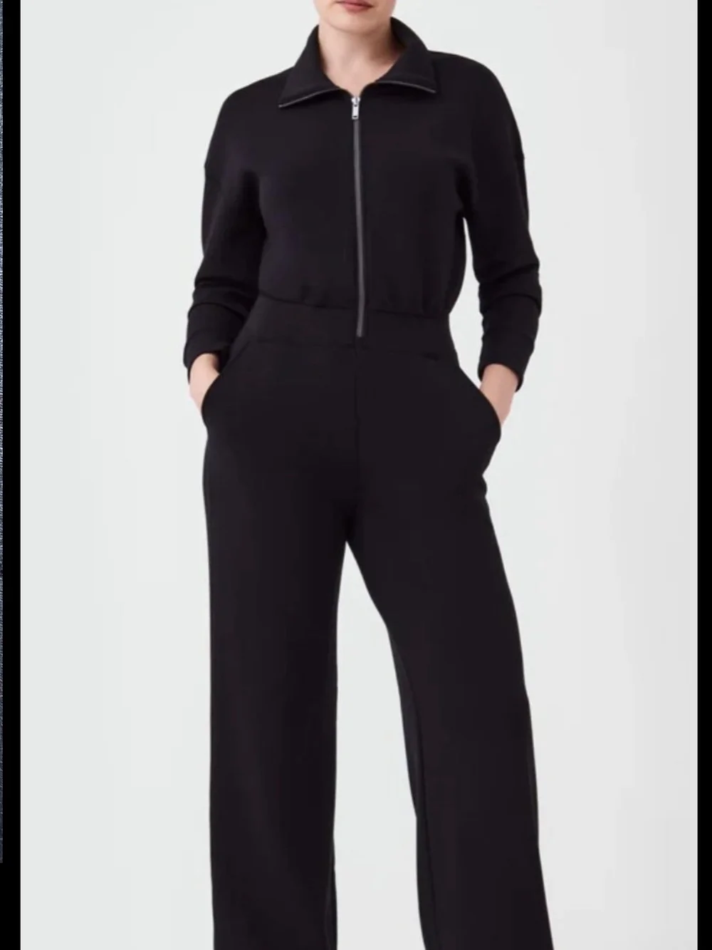 SPANX Air Essentials Long Sleeve Wide Leg Jumpsuit Size S